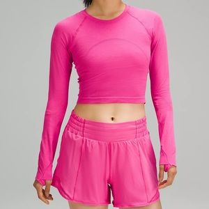 NWT Lululemon Bright Pink Cropped Long Sleeve Shirt